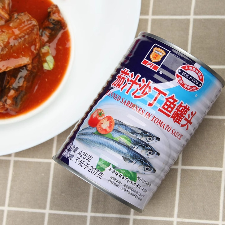 梅林茄汁沙丁鱼罐头425g罐装即食番茄鱼肉海鲜户外即食下饭菜海鲜