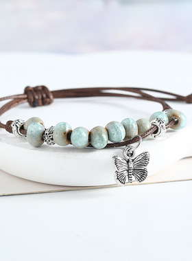 景德镇陶瓷手链复古蝴蝶波西米亚