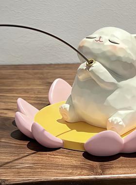 x可爱小猫钓鱼摆件女生工