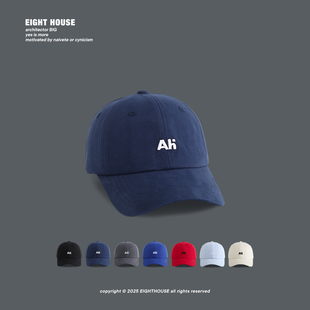 韩系ins字母刺绣宝蓝色帽子男新款 宽帽檐显脸小遮阳鸭舌帽女百搭