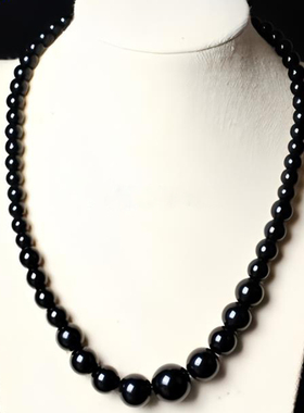 天然黑玛瑙纯银元宝扣钢丝绳