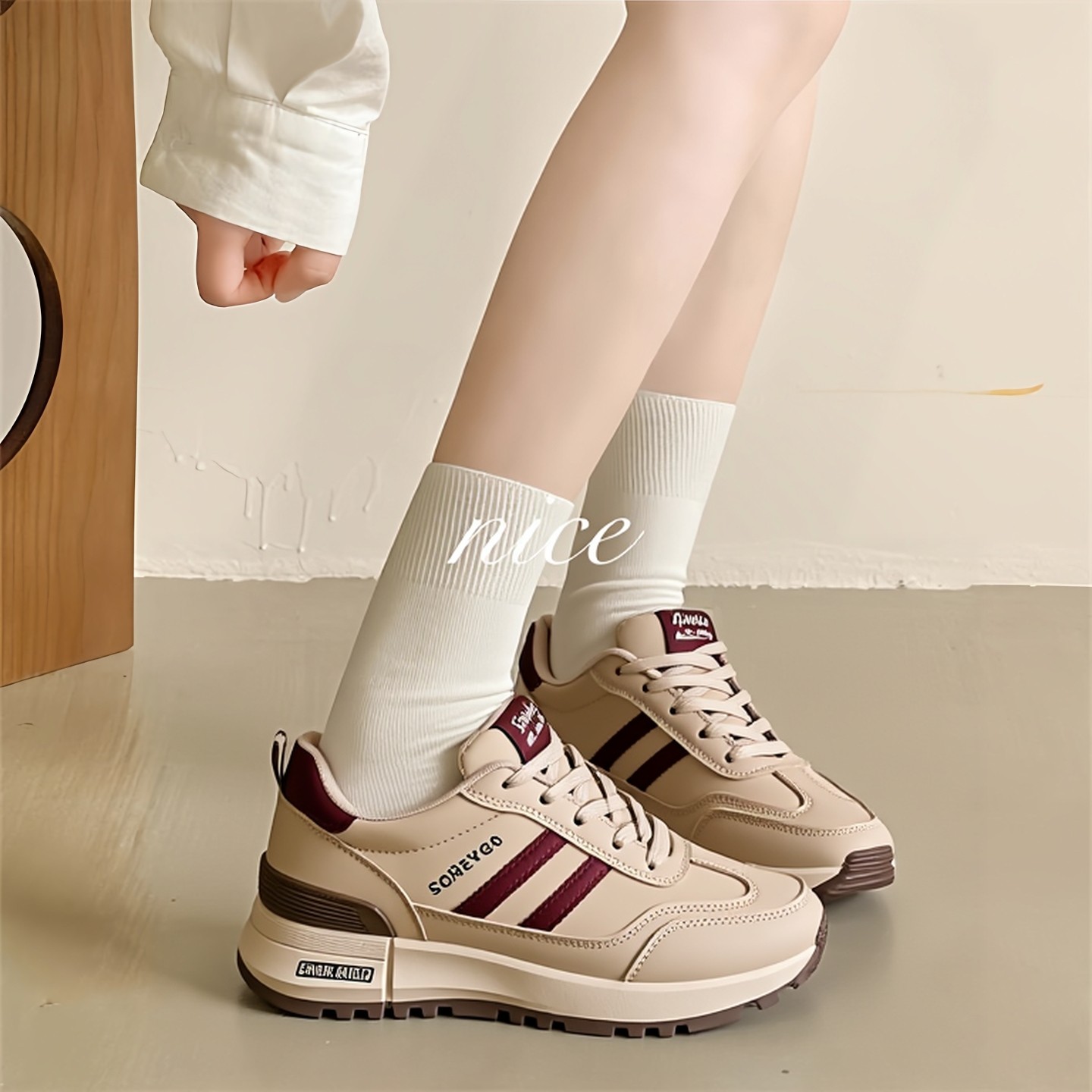 厚底阿甘鞋配阔腿裤2026年春季新款休闲老爹鞋女士鞋子厚底鞋子女