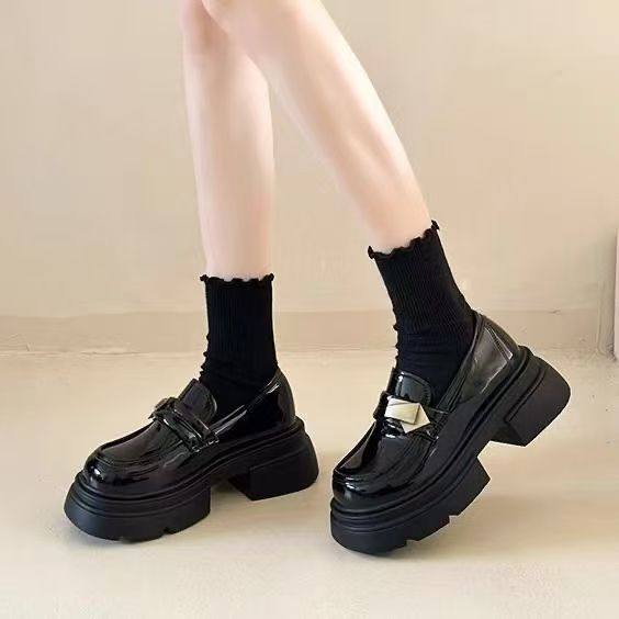 黑色小皮鞋气质乐福鞋jk鞋女款小个子增高豆豆鞋女士法式英伦风,女鞋,乐福鞋（豆豆鞋）,淘宝优惠券,粉丝福利购,淘宝优惠卷