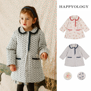 Happyology英国儿童棉服宝宝冬装 女童棉衣外套原创印花保暖婴儿服