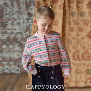 Happyology英国儿童男童毛衣针织秋冬儿童费尔岛女童针织毛衣开衫