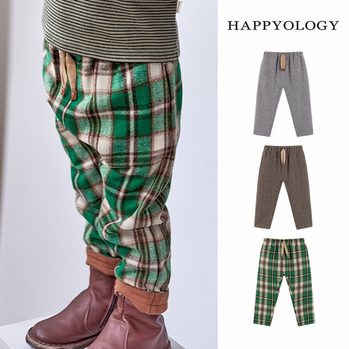 Happyology英国儿童男女童毛呢裤子英伦宽松加厚保暖休闲长裤外穿