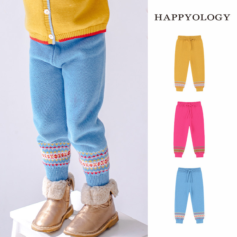 Happyology英国儿童针织男童裤装秋冬毛线女童裤装童装毛线裤子