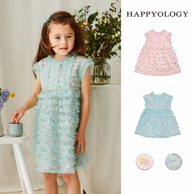 Happyology英国女童夏装碎花儿童无袖连衣裙纱裙小女孩童装公主裙