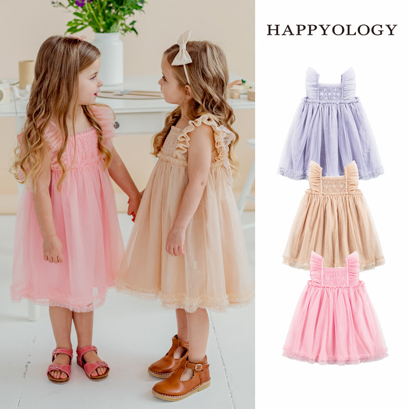 Happyology英国女童夏装翅膀连衣裙宝宝裙子儿童公主裙小女孩纱裙