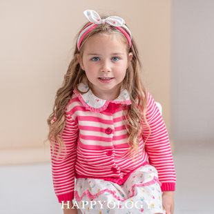 Happyology英国儿童条纹春季新品童装针织衫可爱开衫男童女童毛衣