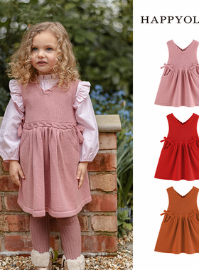 Happyology英国女童无袖连衣裙童装羊毛女宝宝秋季背心裙儿童裙子