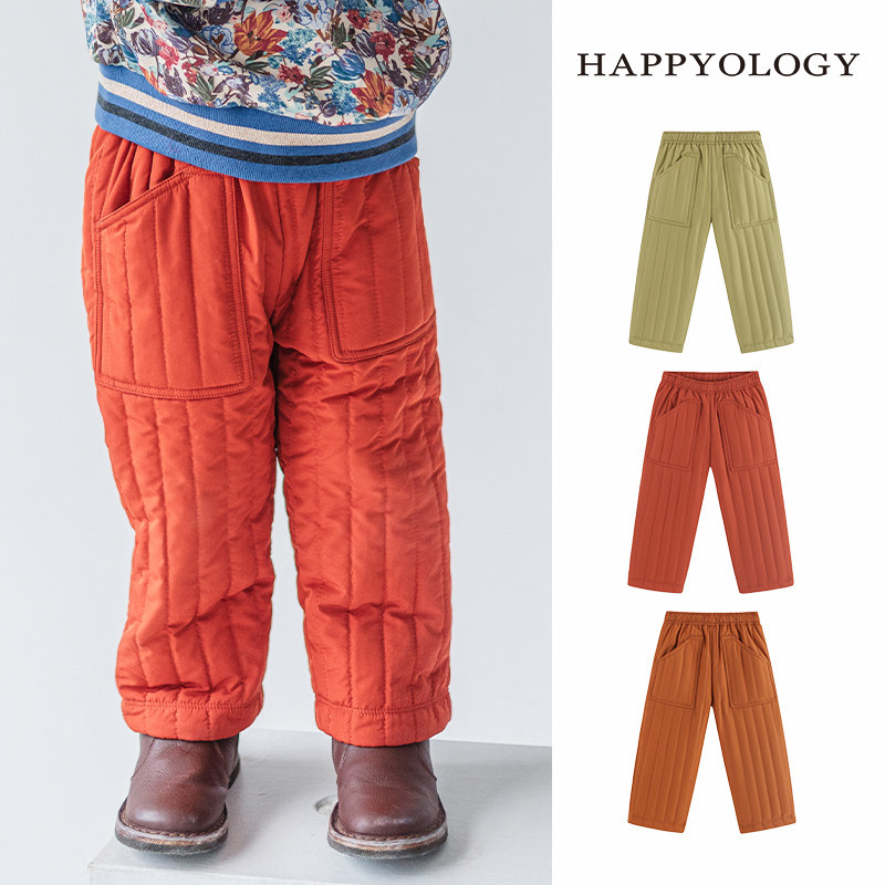 Happyology英国儿童男童棉裤秋冬季加厚保暖女童长裤外穿休闲裤子