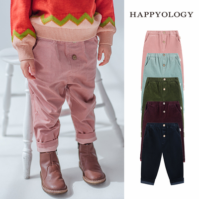 Happyology英国儿童男女童裤装秋季灯芯绒裤子松紧带长裤休闲裤