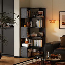 实木转角书架墙角置物架落地靠墙家用书柜客厅多层收纳柜储物架子
