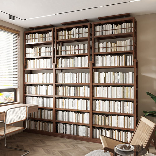 书架置物架落地靠墙实木儿童收纳满墙图书馆书柜一体整墙客厅隔断