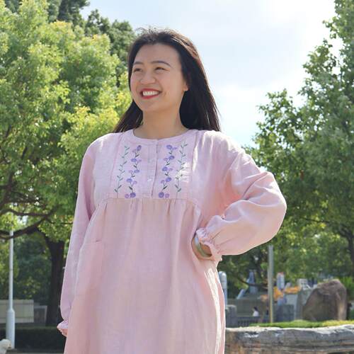 减龄汉麻刺绣家居服半舍与麻女