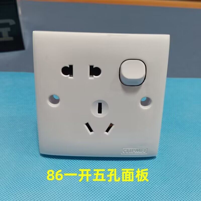 广东省白色一开5五孔墙上插座