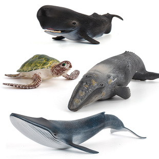 新品 儿童仿真海洋生物模型玩具 实心海龟抹香鲸蓝鲸认知摆件