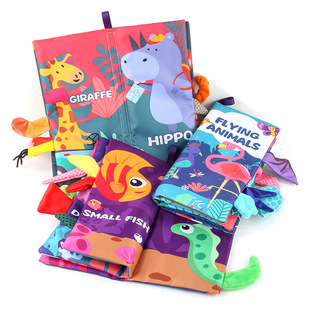 婴幼儿带响声撕不烂手掌布书宝宝中英文布书早教益智玩具外销