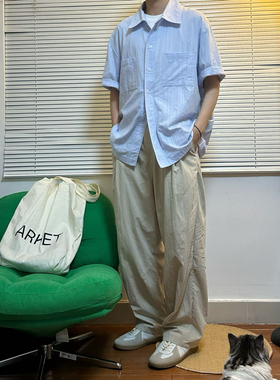 Point lamp日系复古肌理感休闲工装伞兵裤男女潮牌宽松设计冰丝裤