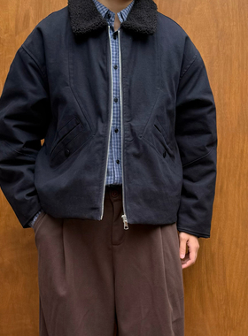 Point lamp日系工装羊羔毛翻领棉衣外套男女冬季加厚保暖质感棉服