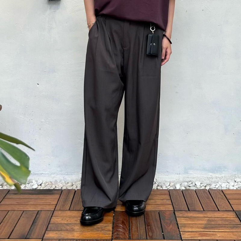 thumbnail for Point lamp Spring Japanese vintage double-pleated casual suit pants for men and women Trendy brand loose straight drape trousers