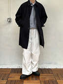 纯色百搭中长款 Point lamp秋季 风衣男日系复古学院风宽松棉服外套