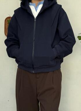 Point lamp 美式高街短款卫衣开衫男女潮牌宽松休闲连帽外套夹克