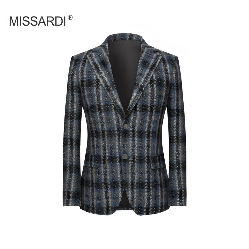 MISSARDI米纱迪 意式羊毛平驳领时尚气质休闲修身男士西服外套