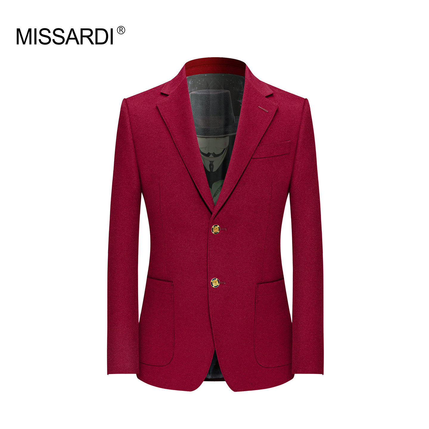 MISSARDI米纱迪 意式秋冬羊绒羊毛混纺西装时尚酒红色商务西服