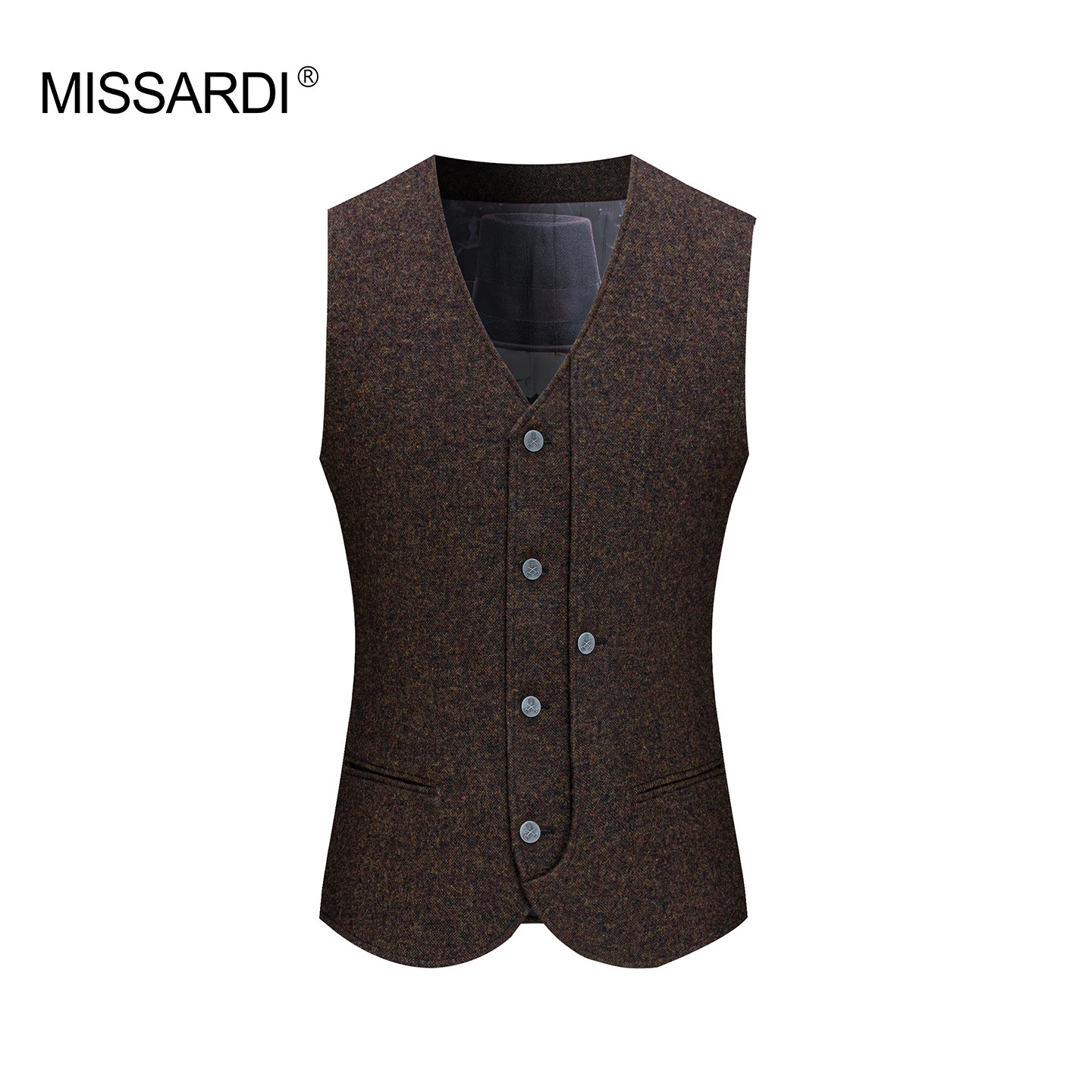 MISSARDI米纱迪 春夏全羊毛花呢男士定制马甲 商务时尚休闲款