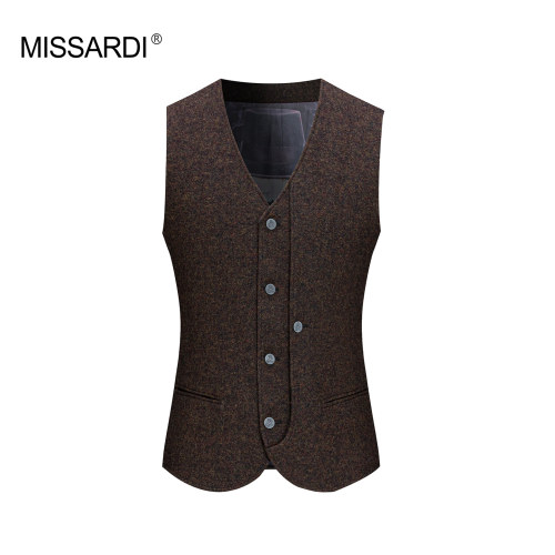 MISSARDI/米纱迪春夏全羊毛时尚休闲花呢商务通勤定制马甲男
