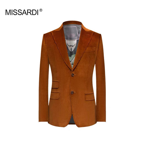 MISSARDI/米纱迪意式设计师款文艺复古时光伯爵灯芯绒时尚单西