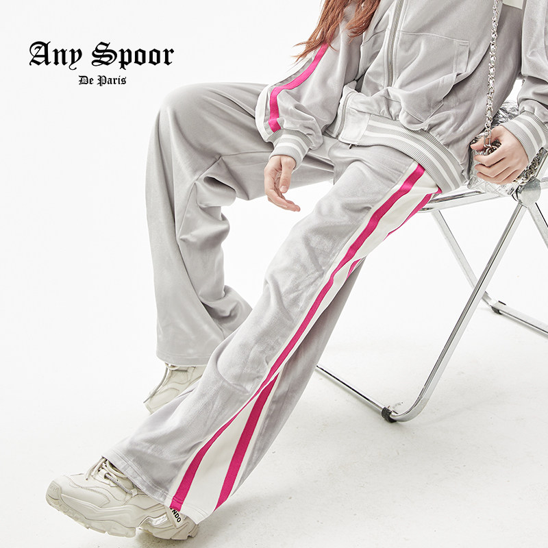 AnySpoor运动裤女春季2025新款宽松休闲卫裤裤子宽松直筒阔腿裤