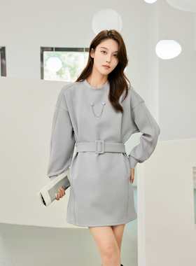 Lucidy/鲁思蒂长袖连衣裙2024新款女春秋季气质时尚宽松显瘦裙子