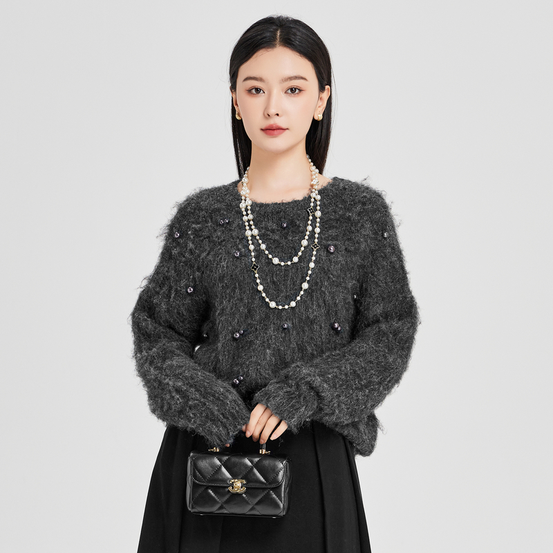 鲁思蒂宽松慵懒长袖针织衫套头