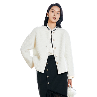 Lucidy/鲁思蒂颗粒绒小香风女外套2024新款秋冬季气质小个子开衫
