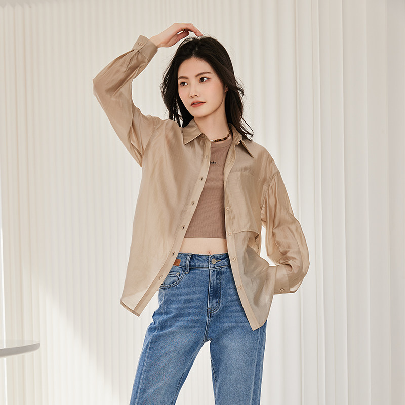 lucidy/鲁思蒂23春季新款开衫衬衣女两件套