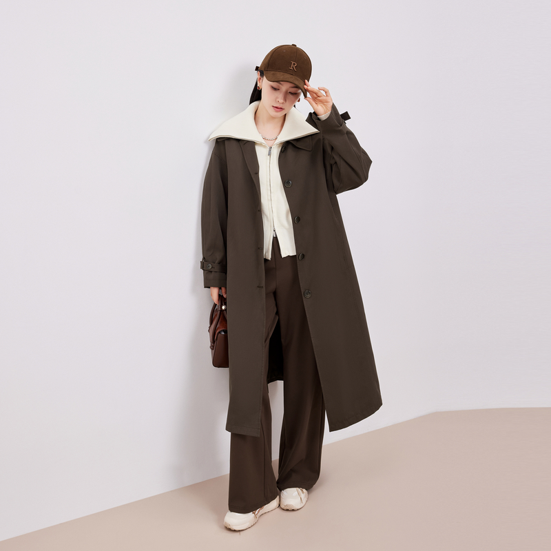 鲁思蒂长款风衣垂坠感