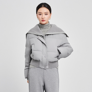 鲁思蒂轻薄羽绒服2024新款女冬季气质时尚短款轻便保暖白鸭绒外套