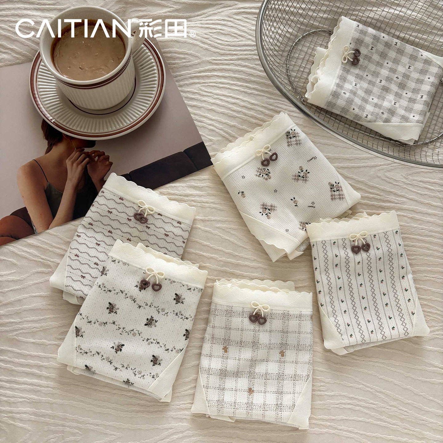 彩田内裤女中腰无痕高开叉三角裤2026新款石墨烯抗菌少女提花短裤,女士内衣/男士内衣/家居服,女三角裤,淘宝优惠券,粉丝福利购,淘宝优惠卷