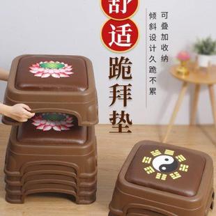 塑料拜凳莲花拜凳蒲团莲花跪凳家用跪垫拜凳加厚蒲团拜椅 新式
