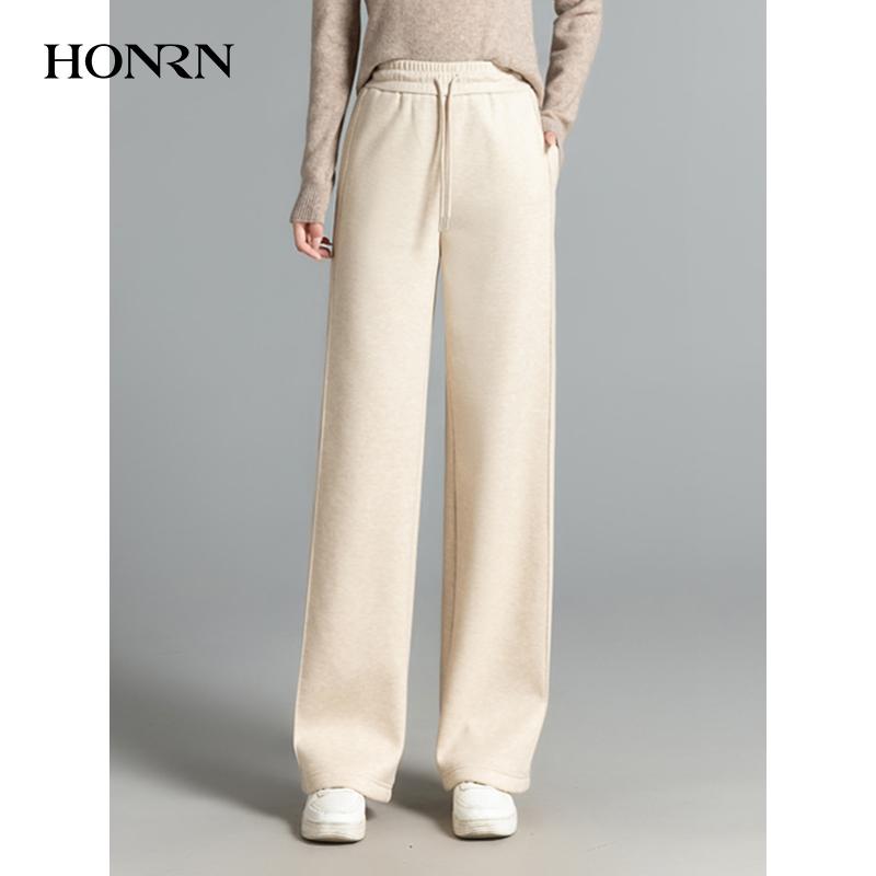 红人休闲松紧羊绒醋酸针织裤