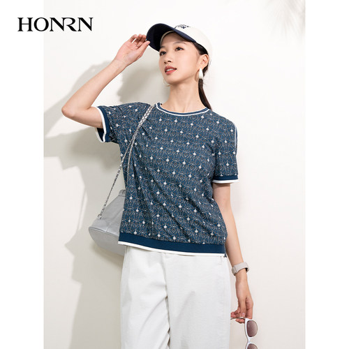 HONRN/红人短袖薄款圆领t恤上衣