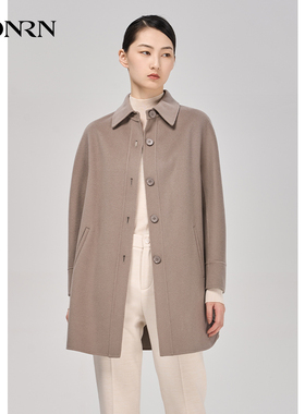 HONRN/红人气质灰色双面羊绒羊毛呢子大衣外套女秋冬HG55OD899