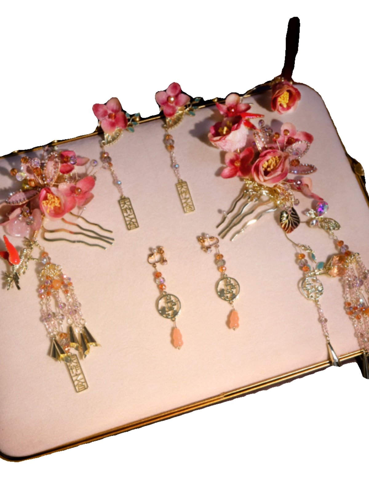 新款中式新娘古装色秀禾头饰流粉婚凤冠步摇龙凤jzx褂敬酒服苏结