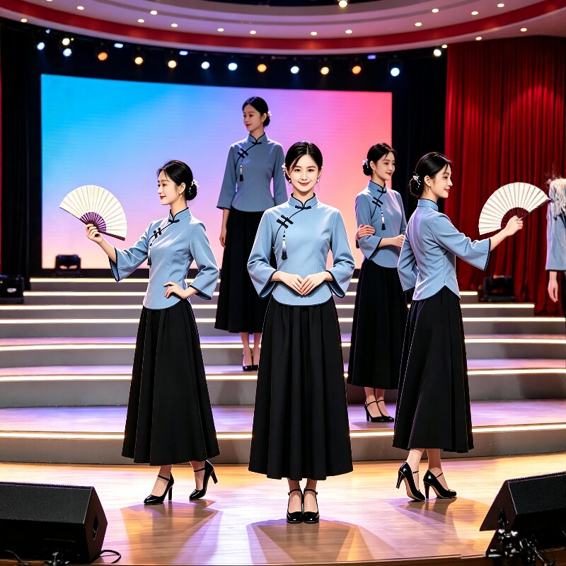 年轻版新中式国风斜襟旗袍上衣民国风毕业团体表演服套装女茶艺服