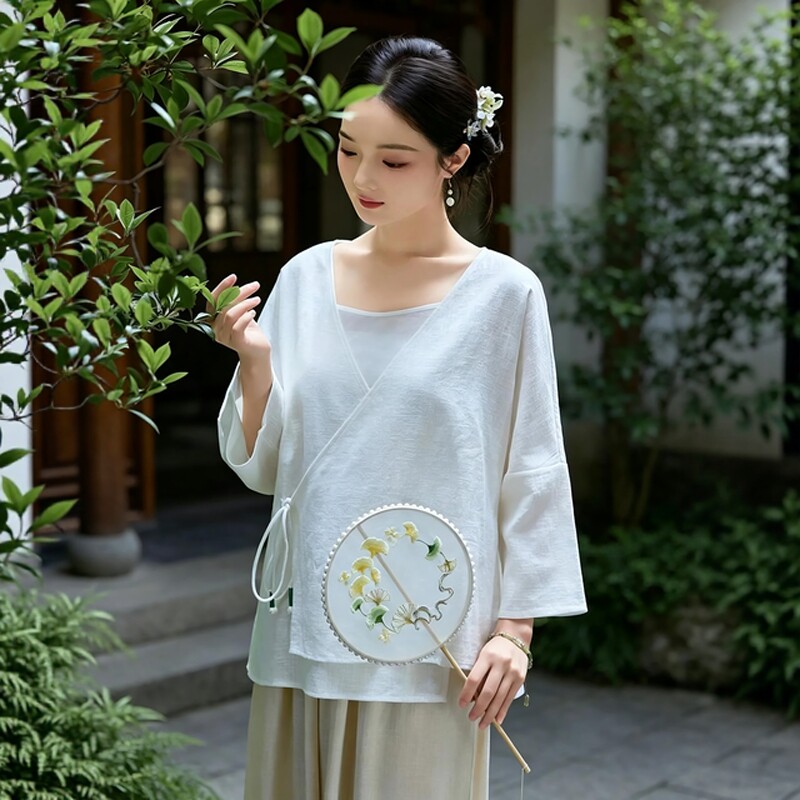 2026新款秋季新中式女装上衣汉服日常可穿禅意茶服中国风唐装女款图片
