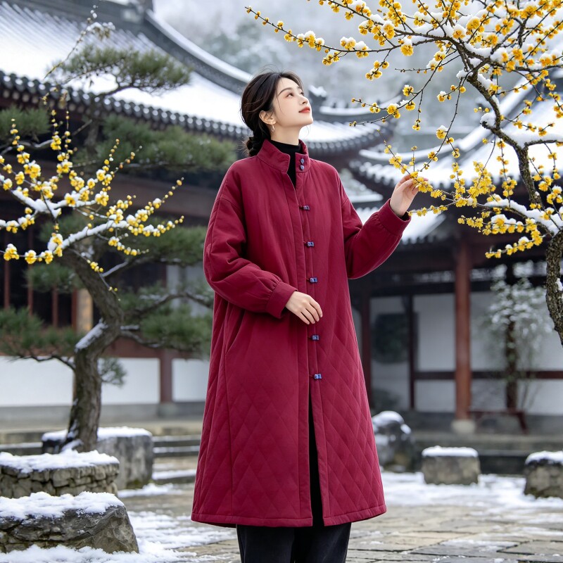 2026新款棉衣外套女复古佛系禅意文艺长款夹棉加厚保暖修行禅服女