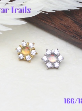 StarTrails 冰雪花 f136镀14k浅金钛合金耳钉耳骨钉  16G/18G